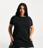 Brave Soul Plus Dawn Leopard Contrast Ringer T-shirt Dress In Black