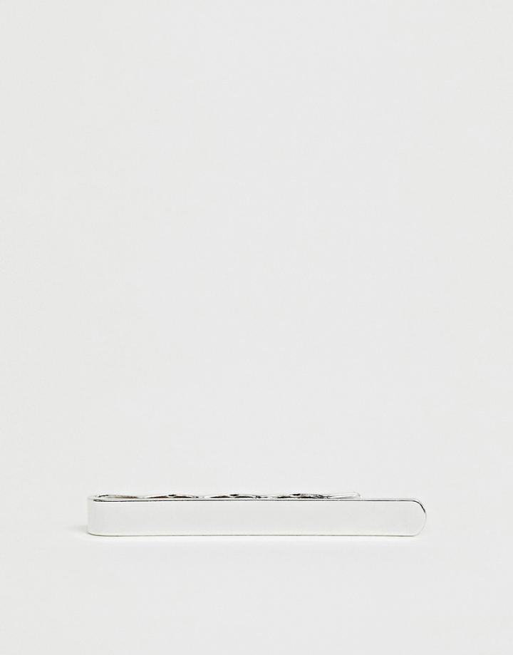Asos Design Slim Tie Bar In Silver Tone