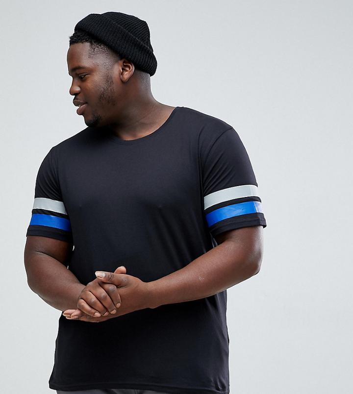 Only & Sons Plus T-shirt With Multi Arm Stripe - Black