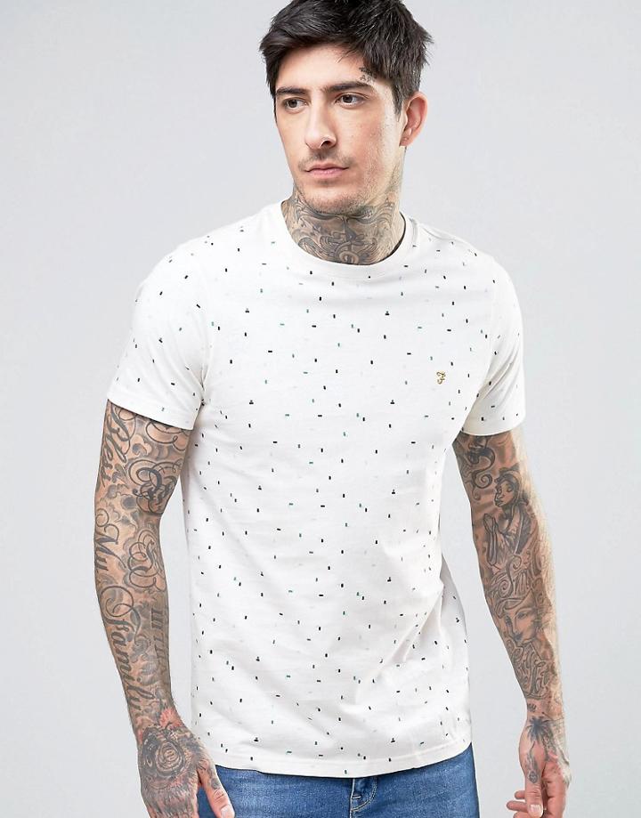 Farah Bradshaw T-shirt Allover Print Slim Fit In Ecru - White