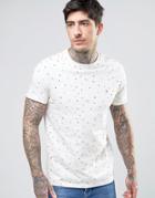 Farah Bradshaw T-shirt Allover Print Slim Fit In Ecru - White