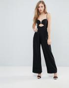 Asos Tailored Jumpsuit With Cut Out And Wide Leg - Black
