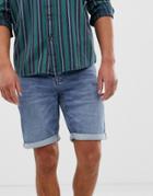 Only & Sons Denim Shorts In Regular Fit Washed Blue Denim - Blue