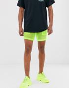 Asos Design Festival Sheer Boxy Shorts In Neon Yellow
