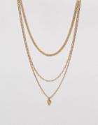 Asos Vintage Style Chain Multirow Necklace - Gold