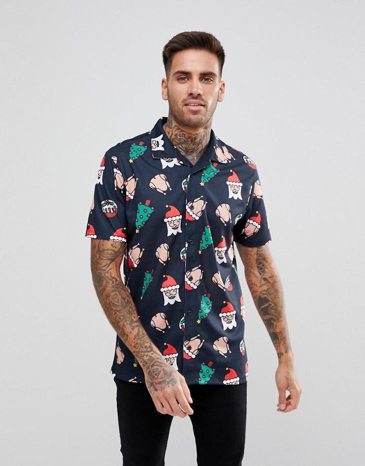 Ldn Dnm Holidays Icon Short Sleeve Shirt - Navy