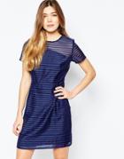 Sugarhill Boutique Dress In Stripe Organza - Navy