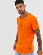 Jack & Jones Core Curved Hem Scoop Neck T-shirt In Orange - Orange