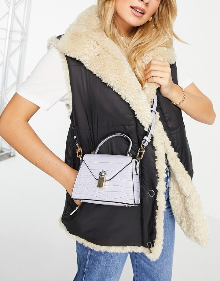 Topshop Crossbody Bag With Triangle Lock In Lilac-purple