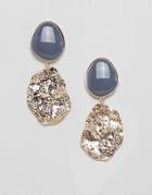 Asos Design Earrings With Resin And Textured Metal In Gold - Gold