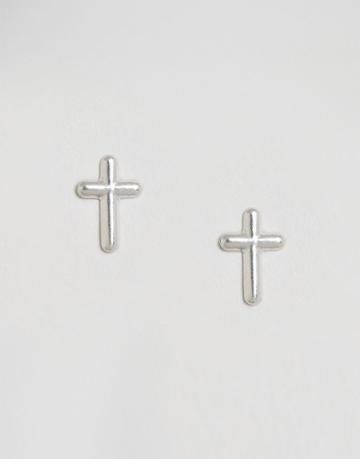 Pieces & Julie Sandlau Sterling Silver Cross Earrings - Silver