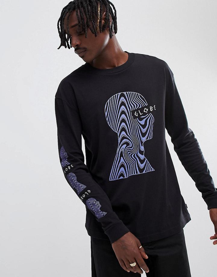 Globe Oracle Profile Print Long Sleeve T-shirt In Black - Black