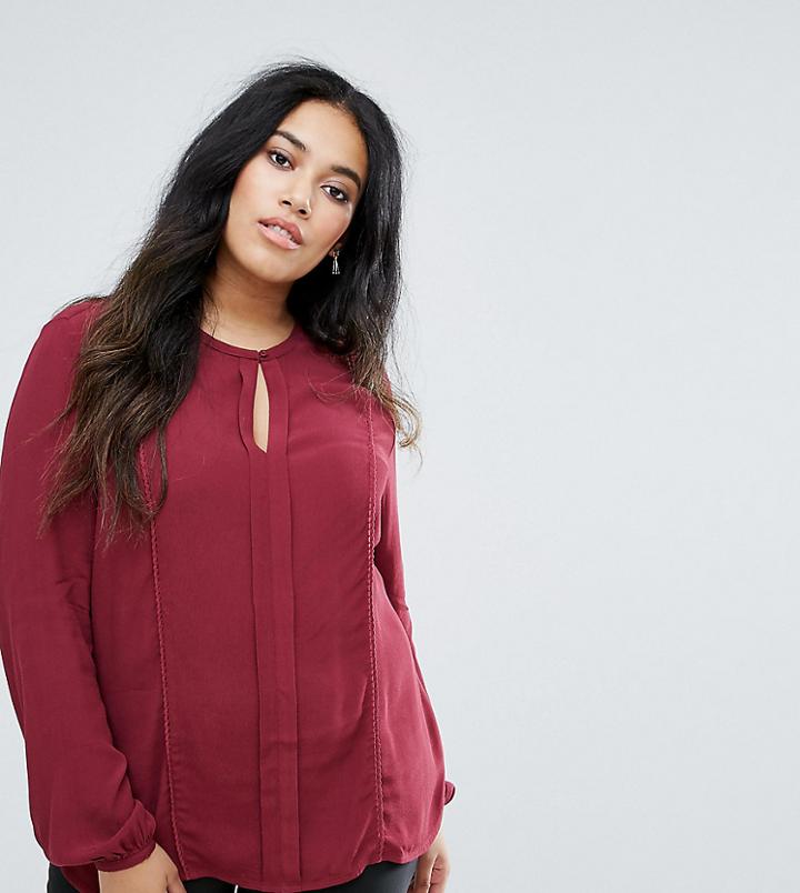 Junarose Keyhole Neck Blouse - Red