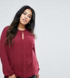 Junarose Keyhole Neck Blouse - Red