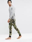 Asos Loungewear Skinny Joggers In Camo - Khaki