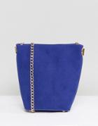 New Look Chain Suedette Bucket Bag - Blue