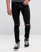 Only & Sons Skinny Jeans With Knee Rip - Black
