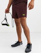 Asos 4505 Icon Training Shorts In Mid Length With Quick Dry In Burgundy