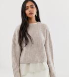 Weekday Ribbed Knitted Sweater In Beige