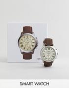Fossil Q Ftw1118 Grant Leather Hybrid Smart Watch In Brown - Brown