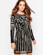 Forever Unique Ash Embellished Shift Dress - Silver