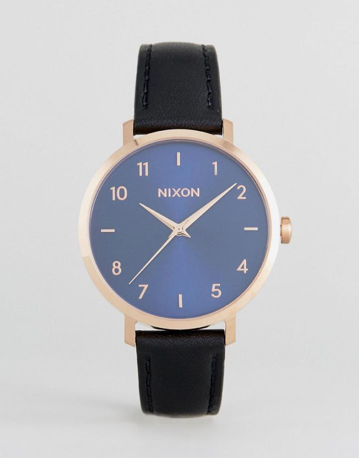 Nixon Arrow Black Leather Watch - Black