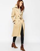 Asos Trench With Contrast Cuff Detail - Stone