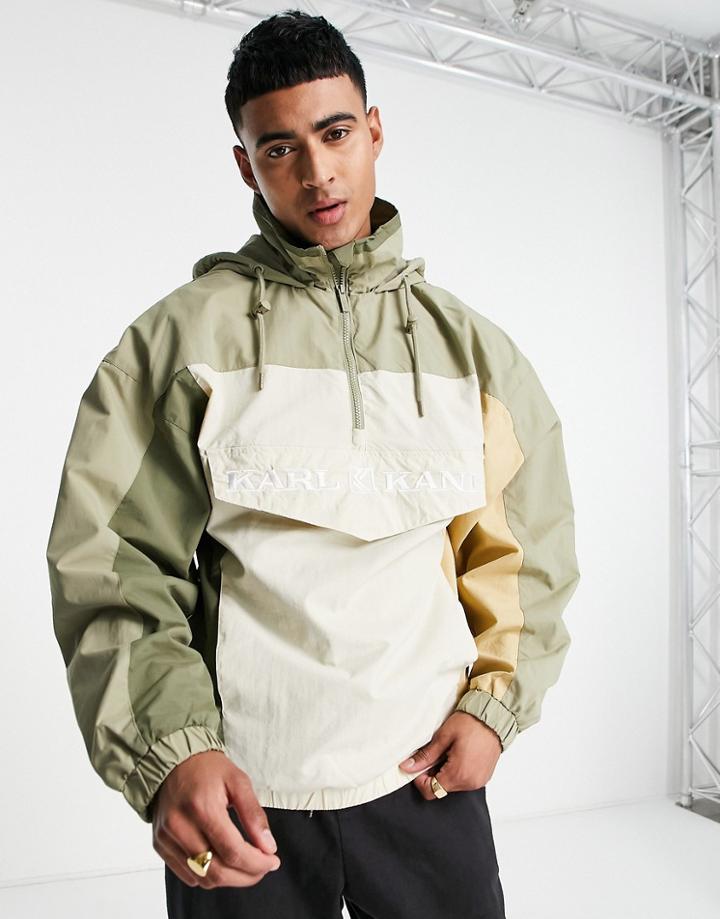 Karl Kani Retro Block Windbreaker In Sand And Khaki-multi