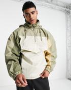 Karl Kani Retro Block Windbreaker In Sand And Khaki-multi