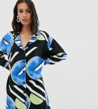 Native Youth Exclusive Shirt Dress In Abstract Polka Dot - Blue