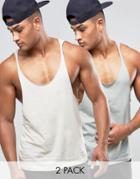 Asos Tank With Raw Edge Extreme Racer Back 2 Pack - Multi