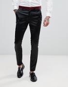 Asos Super Skinny Tuxedo Pants In Black With Glitter Waistband - Black