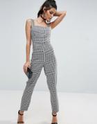 Asos Jumpsuit In Gingham Print With Structured Bodice - Multi
