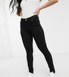 Dr Denim Petite Lexy Mid Rise Second Skin Superskinny Jeans In Black