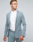 Asos Super Skinny Suit Jacket In Pastel Blue - Green