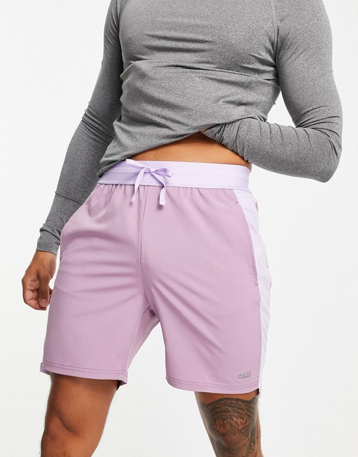 Asos 4505 Training Shorts With Jersey Panel-purple