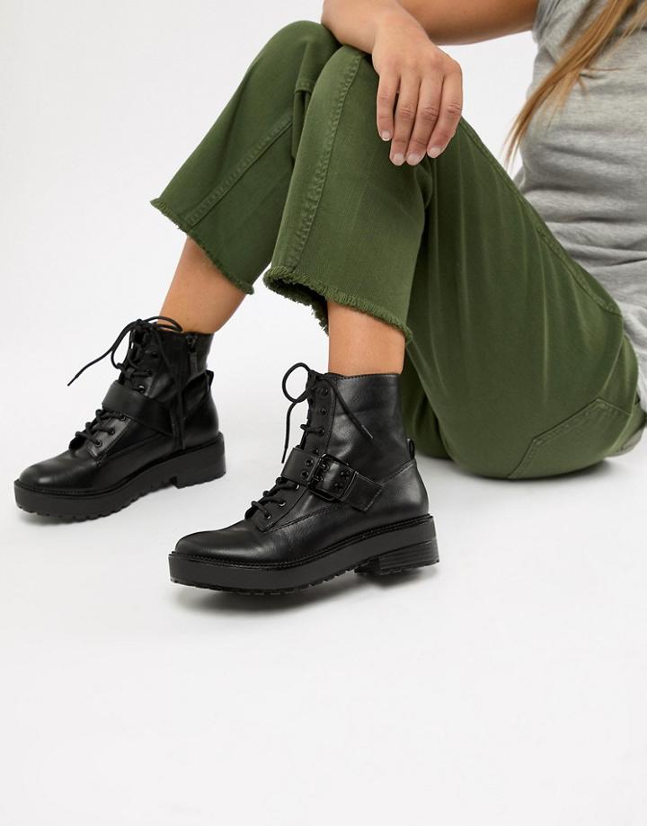 Bershka Lace Up Boot - Blue
