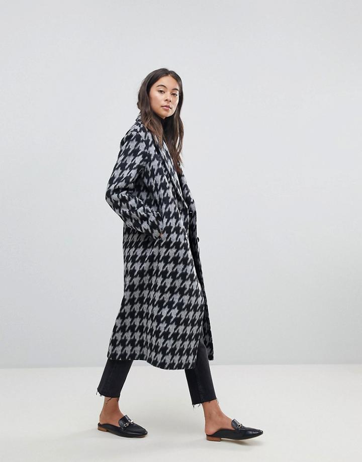 Helene Berman Double Breasted Houndstooth Coat - Multi