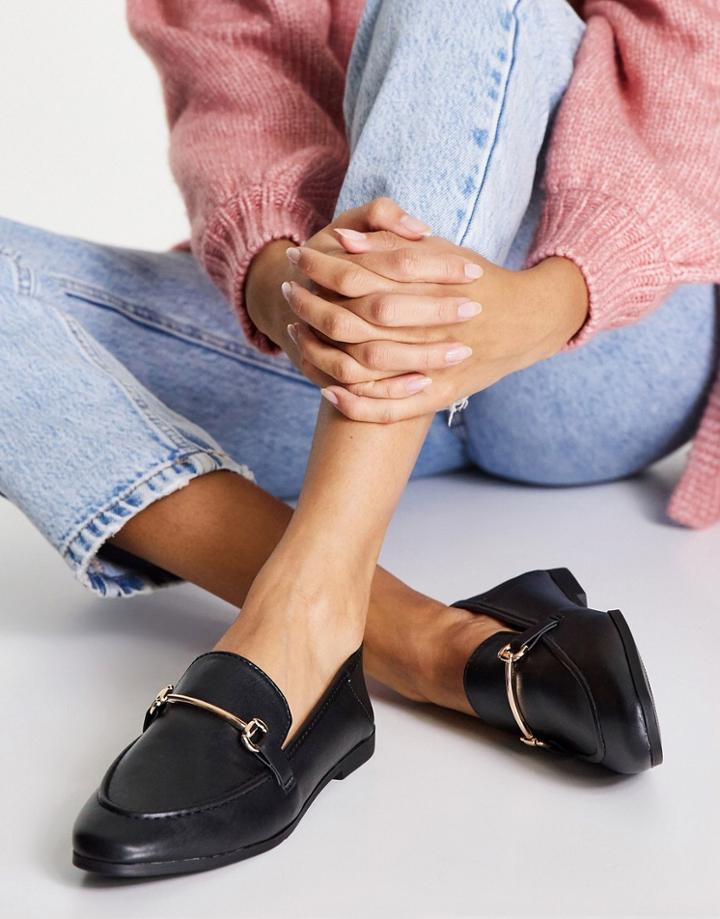 Accessorize Flat Shoes With Gold Snaffle In Black