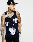 Religion Tank With All Over Dove Print - Black
