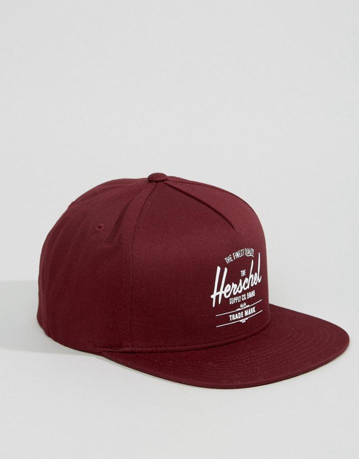 Herschel Supply Co Whaler Snapback Cap In Red - Red