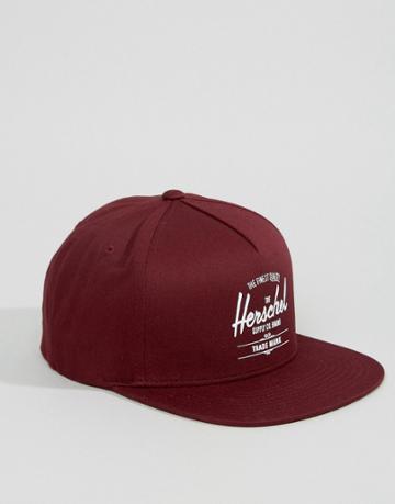 Herschel Supply Co Whaler Snapback Cap In Red - Red