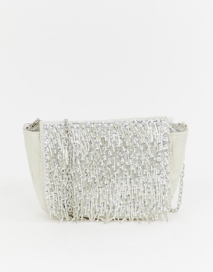 New Look Fringe Bead Chain Shoulder Bag - Cream