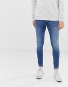 Jack & Jones Spray On Skinny Fit Jeans In Blue - Blue