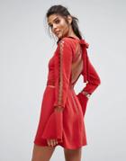 Finders Borderlines Dress With Open Back And Cut Out Detailing - Orange