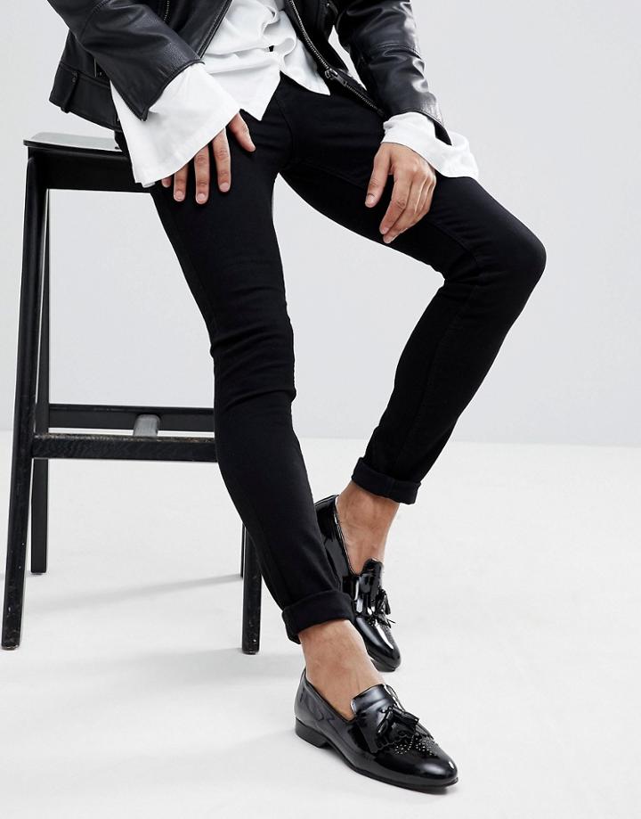 Noose & Monkey Super Skinny Jeans In Black - Black