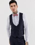 Devils Advocate Skinny Fit Tuxedo Scoop Vest - Navy