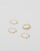 Aldo Stackable Rhinestone Embellished Rings-gold