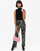 Monki Airy Straight Leg Pants In Zebra Print-multi