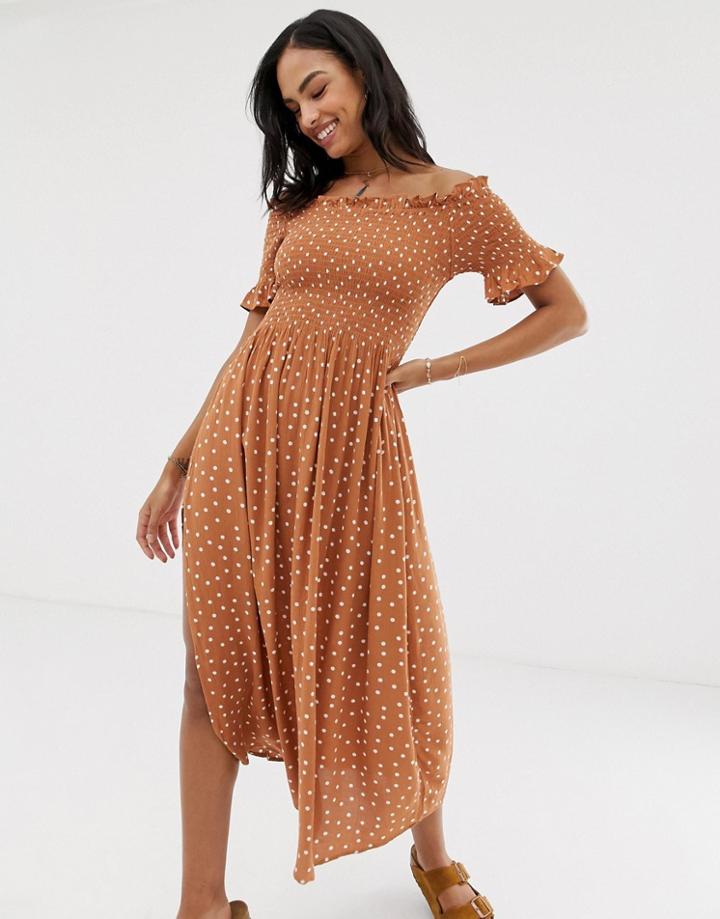 Rip Curl Club Havana Midi Dress In Ginger - Orange